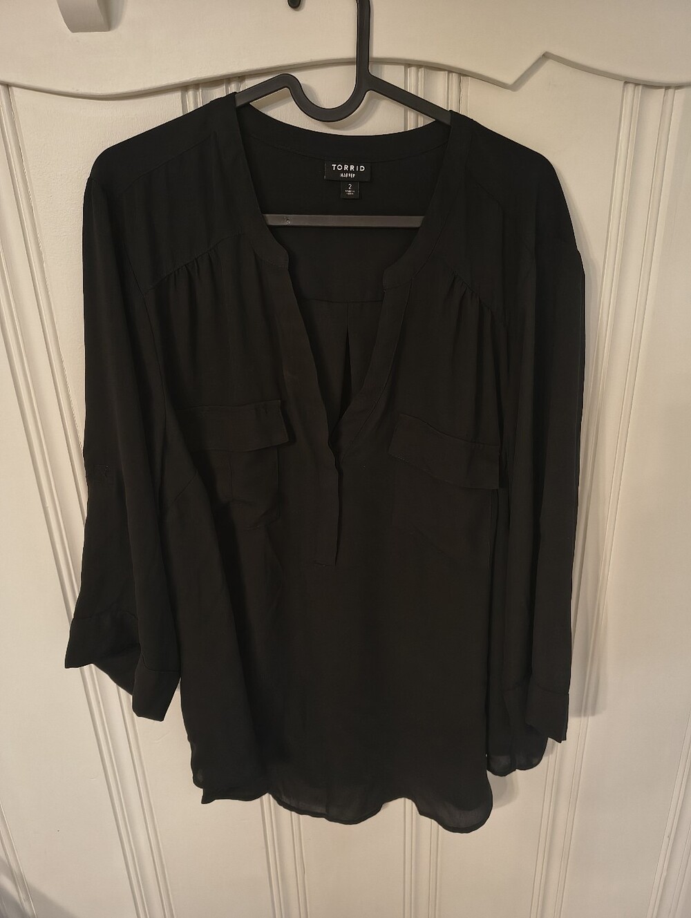 Torrid Harper Black Pullover Blouse Size 2